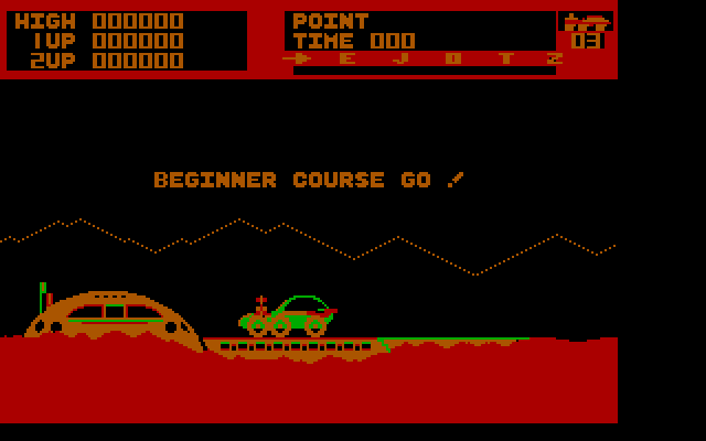 Moon Patrol IBM PC/Compatibles Screenshot: Ready to start the beginner course?