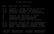Moon Patrol for IBM PC/Compatibles - Game options menu.