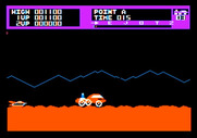 Moon Patrol for Apple II - You need to jump over the missile that appears on the left.