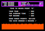 Moon Patrol for Apple II - Reached the first checkpoint! Bonus points earned...