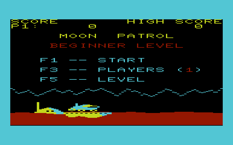 Moon Patrol Commodore VIC-20 Screenshot: Game options.