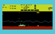 Moon Patrol for Commodore VIC-20 - You can shoot or jump over rocks.