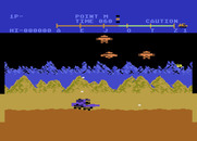 Moon Patrol for Atari 8-bit - Aliens come in greater numbers as the game progresses.