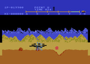 Moon Patrol for Atari 8-bit - Crashed into a rock.
