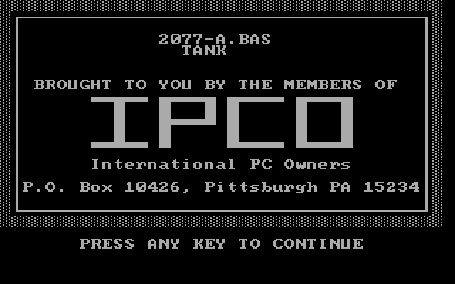 Tank! IBM PC/Compatibles Screenshot: Title screen.