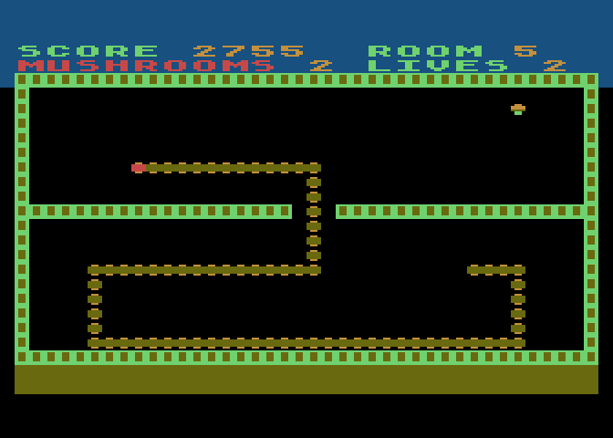 Nerm of Bemer Atari 8-bit Screenshot: As your snake grows it becomes more difficult to avoid crashing into yourself.