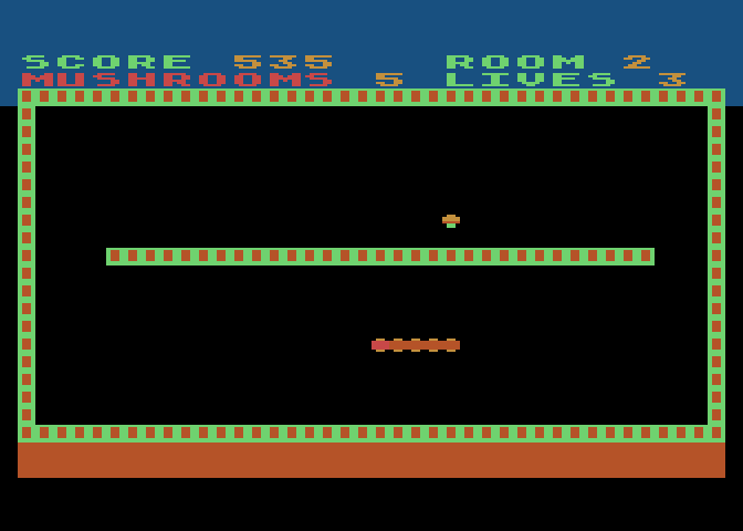Nerm of Bemer Atari 8-bit Screenshot: Level 2; an additional wall is added.