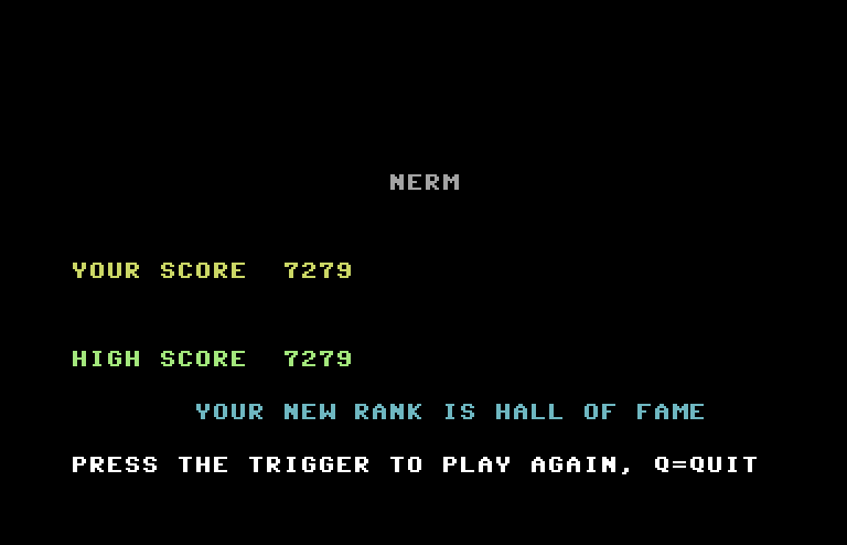 Nerm of Bemer Commodore 64 Screenshot: Game over.