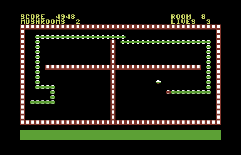 Nerm of Bemer Commodore 64 Screenshot: The worm gets longer again...