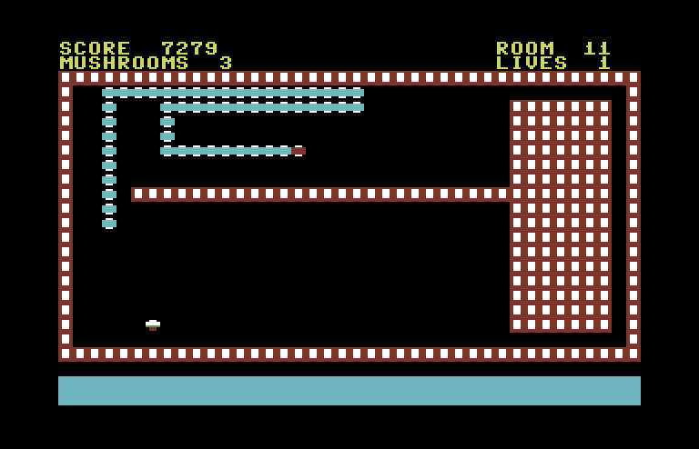 Nerm of Bemer Commodore 64 Screenshot: This level can be difficult if a mushroom appears in the narrow area.