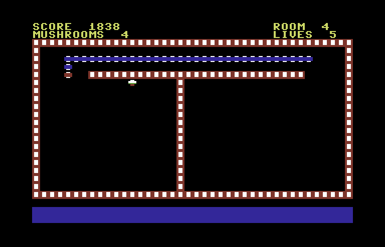 Nerm of Bemer Commodore 64 Screenshot: Mushrooms right next to a wall can be tough to eat...