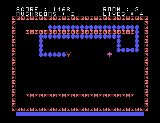 Nerm of Bemer TI-99/4A Screenshot: Room 3 adds some more barriers to navigate around...