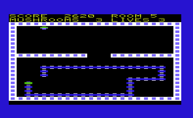 Nerm of Bemer Commodore VIC-20 Screenshot: The next mushroom is at the top of the screen...