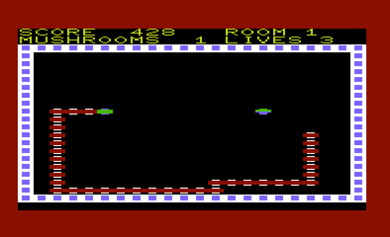 Nerm of Bemer Commodore VIC-20 Screenshot: As you eat mushrooms, your tail gets longer...
