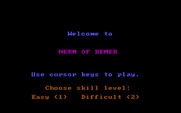 Nerm of Bemer for IBM PC/Compatibles - Title screen and skill level selection.