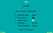Verso for IBM PC/Compatibles - Game settings.