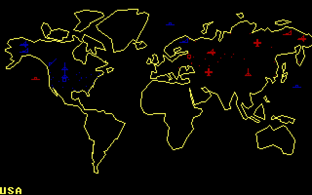 Global Thermonuclear War IBM PC/Compatibles Screenshot: The world map.