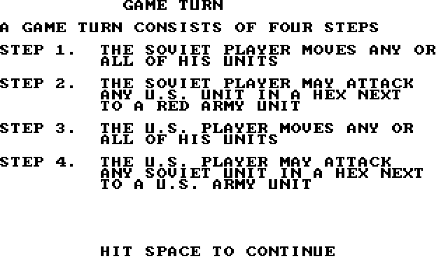 Combat: Conflict Simulation IBM PC/Compatibles Screenshot: How to play.