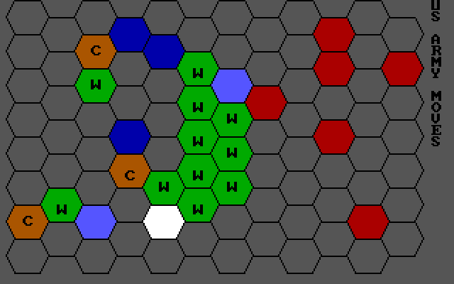 Combat: Conflict Simulation IBM PC/Compatibles Screenshot: U.S. Army's turn to move...