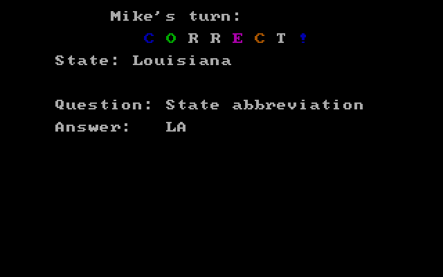 These United States IBM PC/Compatibles Screenshot: A correct answer...