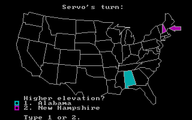 These United States IBM PC/Compatibles Screenshot: Which has a higher elevation?
