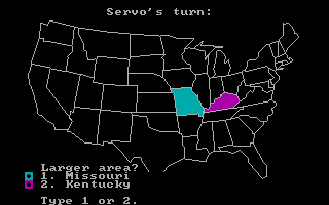 These United States IBM PC/Compatibles Screenshot: Which state is larger?