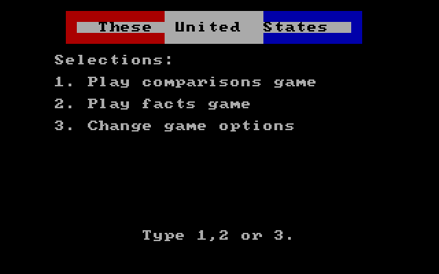 These United States IBM PC/Compatibles Screenshot: The main menu.