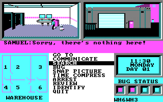L.A. Crackdown IBM PC/Compatibles Screenshot: Searching, but found nothing.