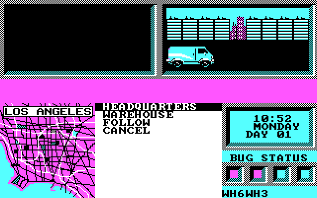 L.A. Crackdown IBM PC/Compatibles Screenshot: Driving back to headquarters.