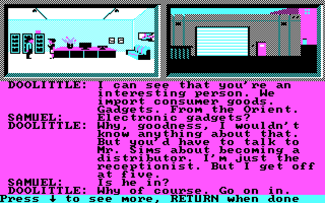 L.A. Crackdown IBM PC/Compatibles Screenshot: Talking with a secretary.