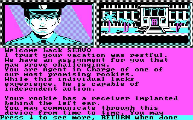 L.A. Crackdown IBM PC/Compatibles Screenshot: Welcome to the game.