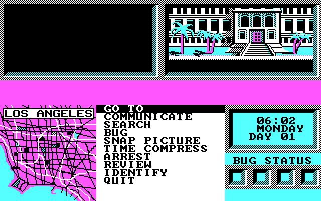 L.A. Crackdown IBM PC/Compatibles Screenshot: Starting the game at police headquarters.
