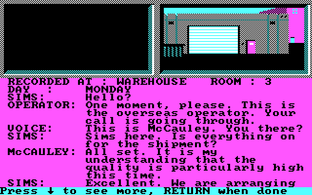 L.A. Crackdown IBM PC/Compatibles Screenshot: Reviewing a recording.