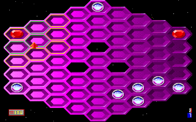 Hexxagon IBM PC/Compatibles Screenshot: Game start.