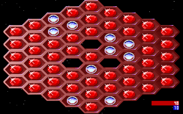 Hexxagon IBM PC/Compatibles Screenshot: Red player wins!