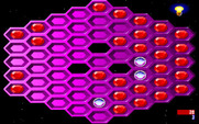 Hexxagon for IBM PC/Compatibles - Red player is in the lead as the computer player thinks...