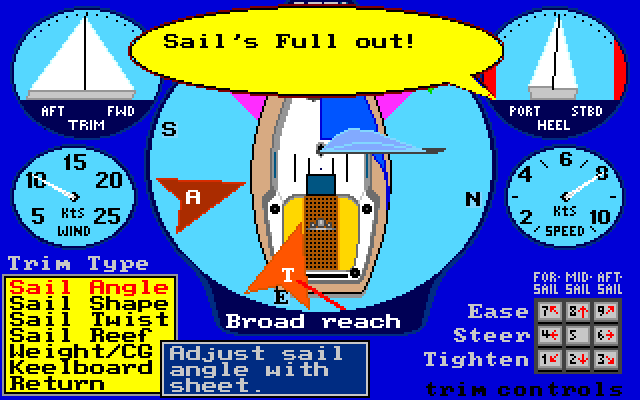 Dolphin Sailing Simulator III IBM PC/Compatibles Screenshot: Sail's full out...
