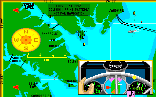 Dolphin Sailing Simulator III IBM PC/Compatibles Screenshot: Navigating...