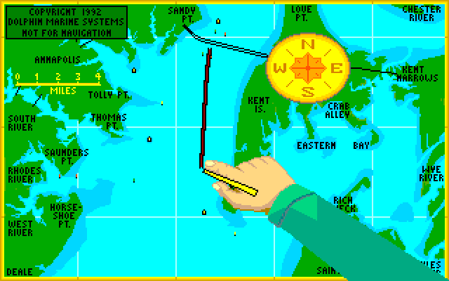Dolphin Sailing Simulator III IBM PC/Compatibles Screenshot: Plotting a course...