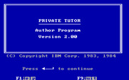 Private Tutor Version 2.00 for IBM PC/Compatibles - Author program title screen.