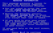 Private Tutor Version 2.00 for IBM PC/Compatibles - Preparer general information.