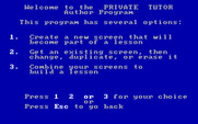 Private Tutor Version 2.00 for IBM PC/Compatibles - Author program options.