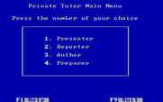 Private Tutor Version 2.00 for IBM PC/Compatibles - Main menu.
