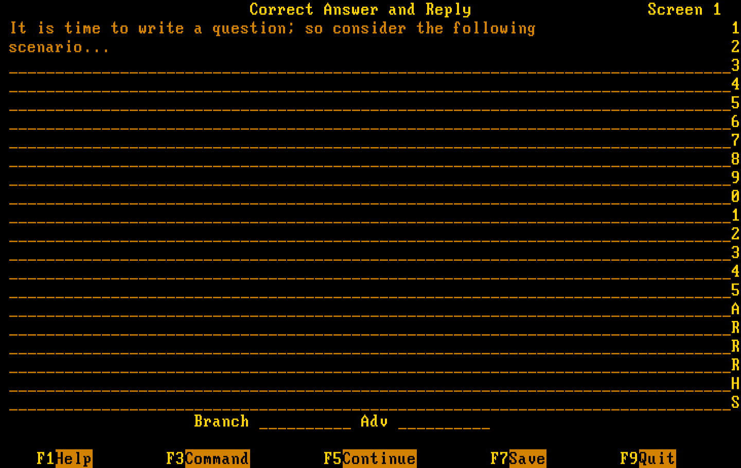 Private Tutor Version 2.00 IBM PC/Compatibles Screenshot: Entering in my lesson screens.
