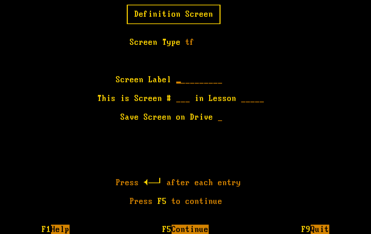 Private Tutor Version 2.00 IBM PC/Compatibles Screenshot: The definition screen.