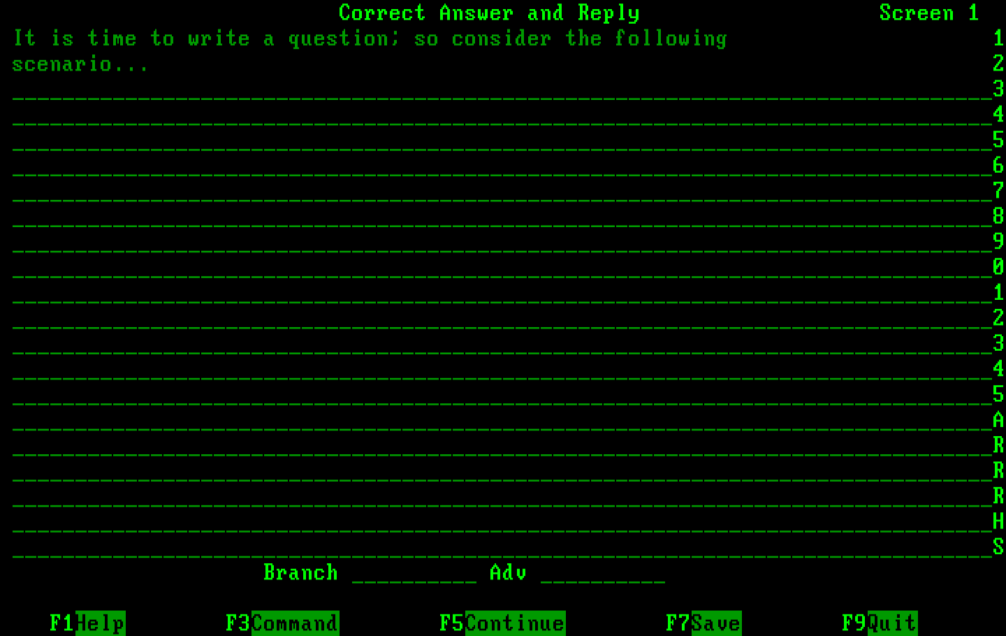 Private Tutor Version 2.00 IBM PC/Compatibles Screenshot: Entering in my lesson screens.