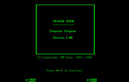 Private Tutor Version 2.00 for IBM PC/Compatibles - Preparer Program title screen.