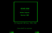 Private Tutor Version 2.00 for IBM PC/Compatibles - Author Program title screen.