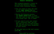 Private Tutor Version 2.00 for IBM PC/Compatibles - Some general information.