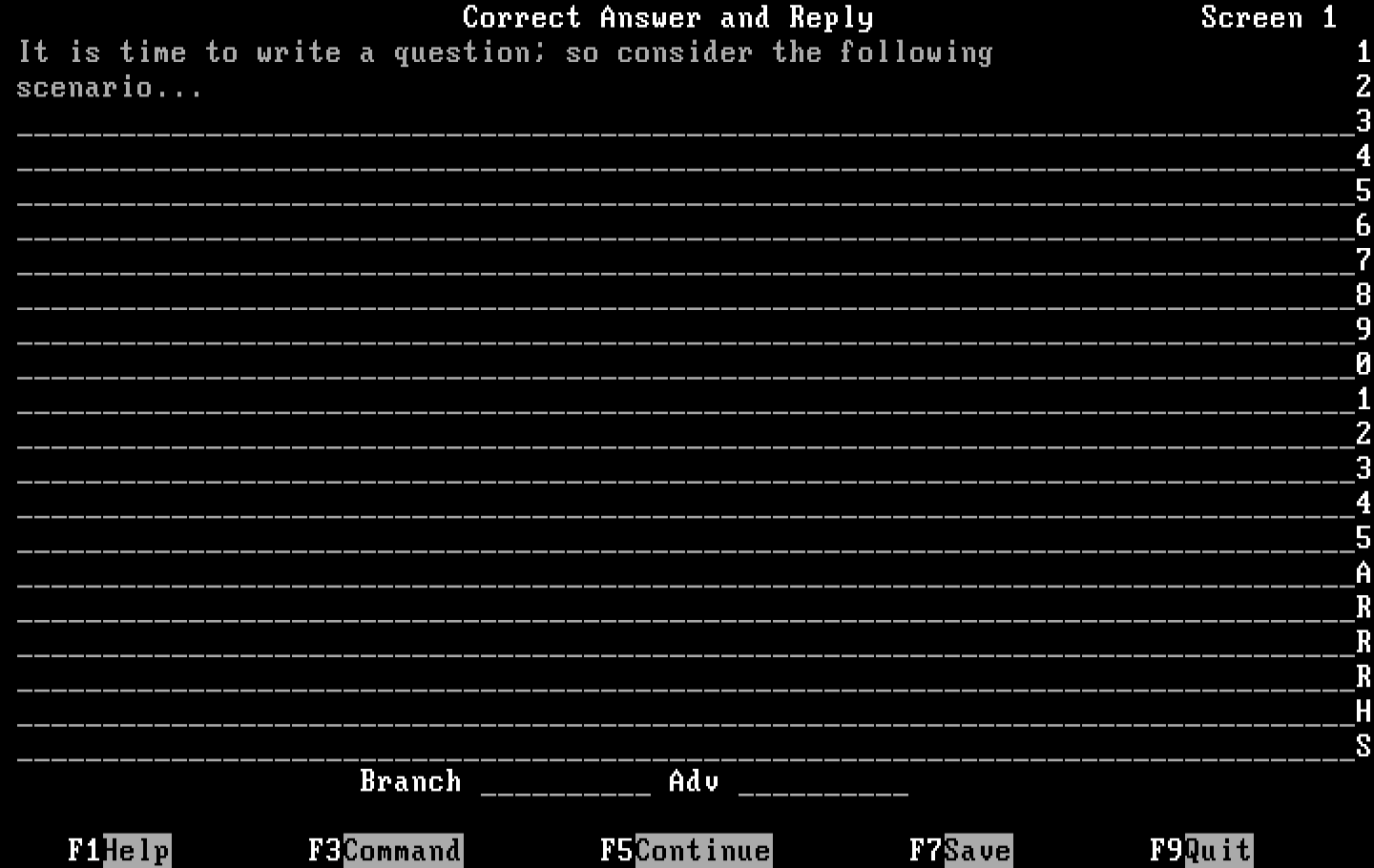 Private Tutor Version 2.00 IBM PC/Compatibles Screenshot: Entering in my lesson screens.